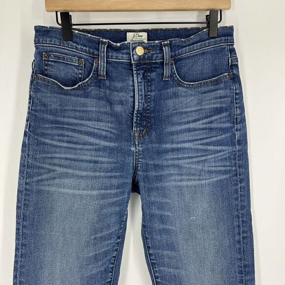 J Crew Jeans Size 28 Womens Blue High Rise Straightaway Vintage Wash Crop Denim - Picture 2 of 9